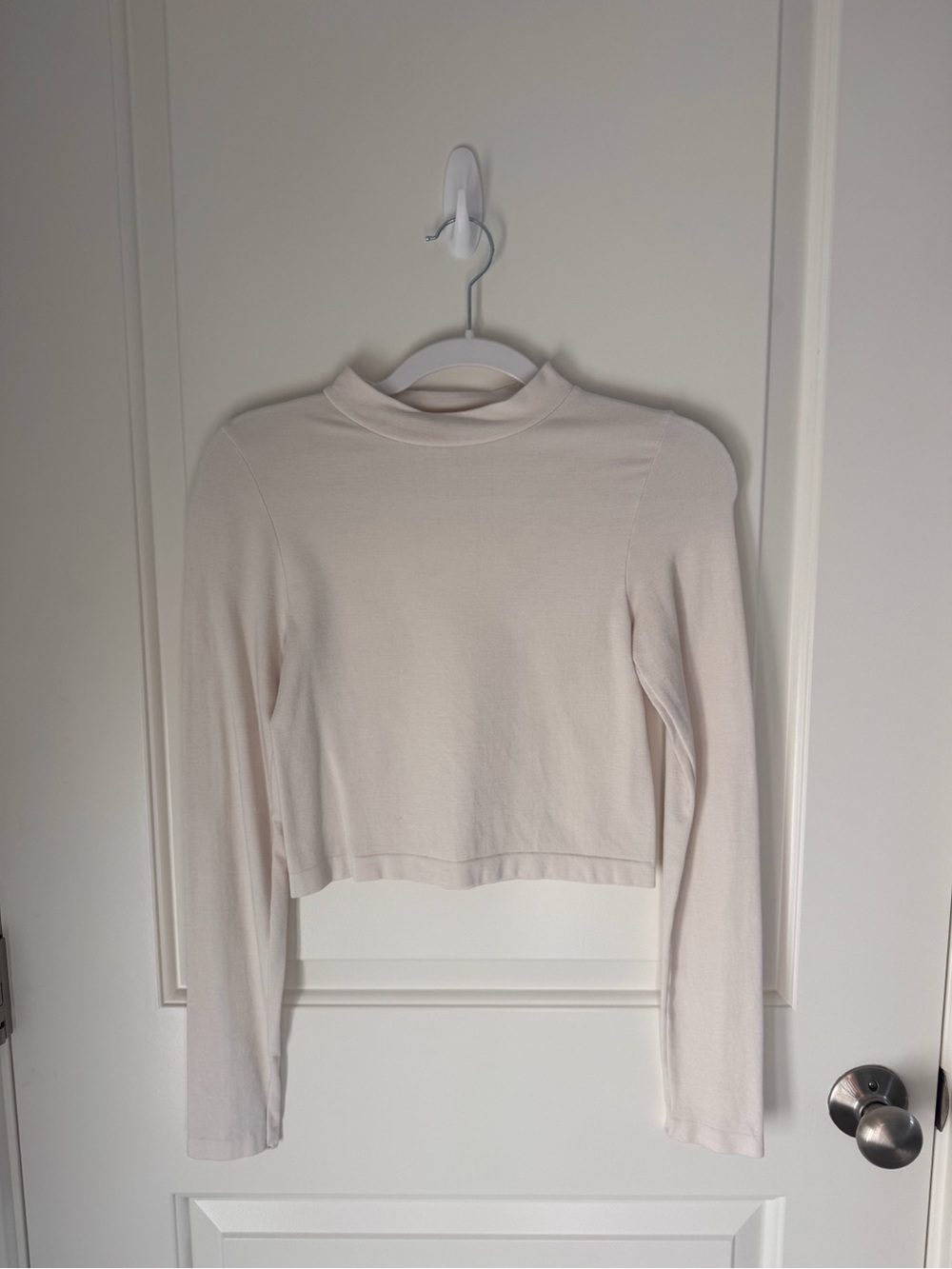 Altar'd State Ivory Mock Neck Long Sleeve Crop Top